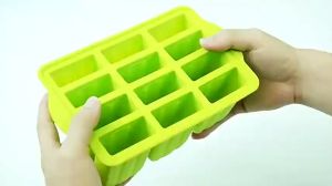 12 Grid Ice Cream Mould Food Grade Silicone Easy Demold Popsicle Tray With Lid for Homemade Ice Cube