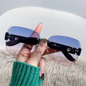 Kacamata bulat Hitam No frame untuk Wanita New Trend 2024 Kacamata Sunglasses New Arrival Import Kacamata Gaya Fashion