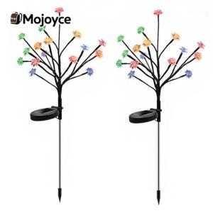 2 Pack Solar Garden Lights LED Flower Lights Waterproof Outdoor Lawn Decor for Garden Pathway