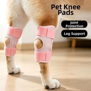 OUTOPEN 2 Pieces Adjustable Dog Joint Support Sleeves Open Center Secure Fastening Knee and Elbow Joint Protector Strong Support Soft Fabric Dog Leg Guard Outdoor
