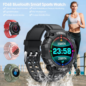 Original Fd68 Bluetooth Smart Watch IP67 Waterproof Tracker Health Blood Pressure Monitor Bracelet Color Touch Screen Sport Tracker Pedometer for Android iOS(15 days Standby time)