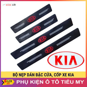 KIA - Bộ 9 Miếng Dán Chống Trầy Xước Có Logo Hãng KIA Bảo Vệ Bậc Cửa Và Cốp Xe Hơi Xe Ô Tô Chất Liệu Sợi Cacbon Bền Đẹp