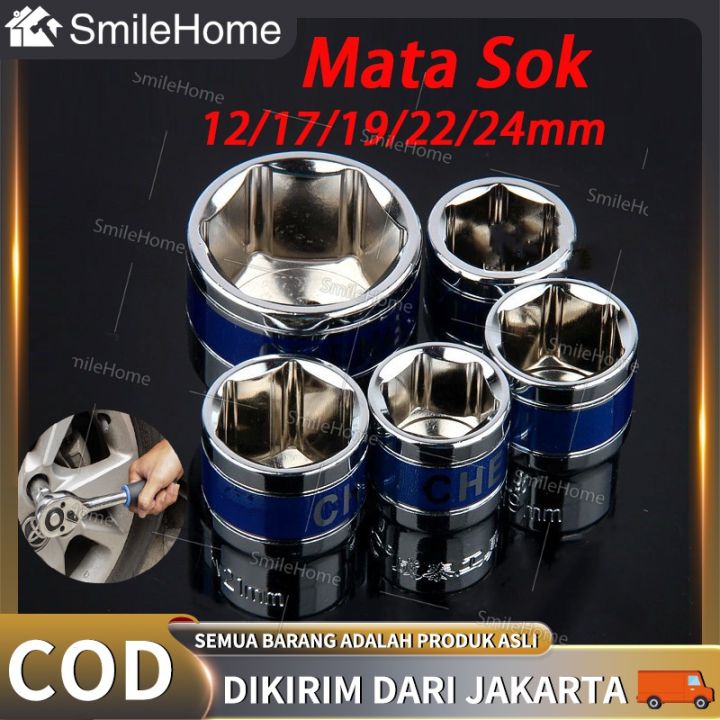 Mata Sok 12/17/19/22/24mm Mata Kunci Shock Sok Sock 1/2" 6PT Kunci 12-24mm Roda Belakang Chrome Alat Perkakas Mata Kunci Sok 1/2 inch Sockets Mata Sok Satuan Roda Belakang Chrome Alat Perkakas Mata Kunci Sok Sockets/Mata kunci sock