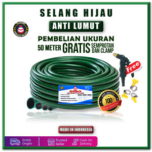 SELANG AIR BENANG HIJAU 1 ROL 50 METER SELANG AIR TAMAN ANTI LUMUT PERALATAN PERKEBUNAN MURAH