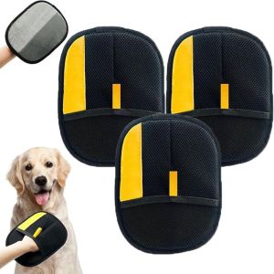 OUTOPEN 3PCS Multi-functional Pet Grooming Gloves Soft Double-sided Static Dedusting Brush Cleaning Gloves Black Removing Gloves Dog