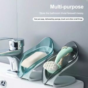 【Fans tone】Non Slip Soap Dish Leaf Shape Soap Box Bathroom Soap Holder Storage Plate Tray Bathroom Useful Tool