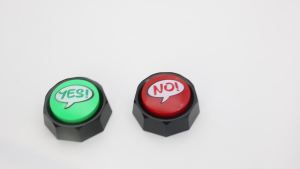 Buzzers for YES and NO Sound Clickers Can be Used in Classrooms Right and Wrong Answers Trivia Games YES and NO Answer Buzzers Easy Buttons Lound Sound Pack of 2