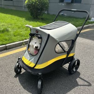 WISFOR 4 Wheels Dog Stroller One-Click Folding Pet Jogging Carriage Travel Stroller for Small to Large Dogs