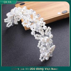 QK FA ✨ Cô Dâu đám cưới Headband pha lê hoa vương miện Vương Miện Ngọc Trai Rhinestone tóc ban nhạc