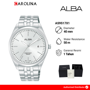 Jam Tangan Pria Alba Prestige AS9S17X1 Silver white Dial Stainless Steel Strap
