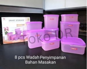 8 pcs Toples Set / Wadah Penyimpanan Bahan Masakan Plastik Tutup Kedap udara / Guna Bakti Unggul