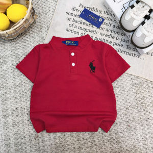 EST20A32 OOTD KIDS CHINESE COLLAR SHIRT EMBROIDED LOGO w/ BUTTONS - FORMAL SHIRT