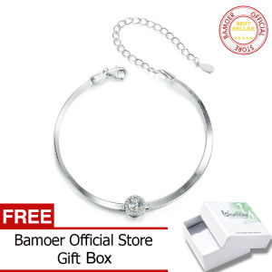 BAMOER 0.5CT Moissanite 925เงินสเตอร์ลิงประณีตงูสายโซ่สำหรับผู้หญิงเครื่องประดับแต่งงานชั้นดีของขวัญ MSB011
