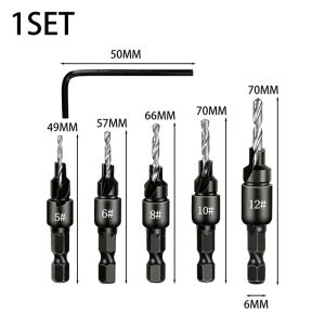 Feelife 3 Bộ Ốc Vít mũi khoan khoét loe miệng Chế biến gỗ mũi khoan Dụng cụ đục lỗ Bộ dụng cụ phần cứng hình nón kèm cờ lê Mũi khoan có thể thay thế