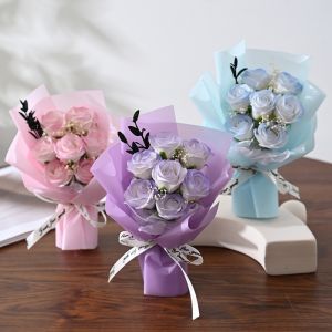 MACRAMEX Mini Rose Soap Flowers Artificial 7 Heads Fake Plants Fashion Soap Flower Bouquet Wedding Birthday