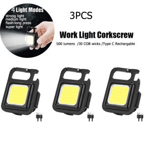 COB USB Rechargeable Flashlight Emergency Flashlight 500LM 4 Model Magnetic Adsorption Emergency Portable Keychain Spotlight Can Be Used On Camping Fishing Climbing Flashlight.