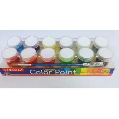 Bộ 12 màu nước WATER COLOR kèm cọ vẽ Stacom - Với Dung Tích 20ml WC2012 - Màu tốt lên màu đẹp