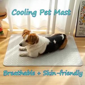 [DANDELION]Pet Ice Silk Cooling Mat Perforated Breathable Latex Bed Non-Slip Washable Soft Skin Friendly Sleeping Cushion for Dog Cat