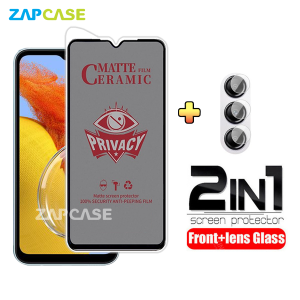 PAKET 2in1 Anti Gores Layar Privacy Samsung M14 5G Free Tempered Glass Camera Lens