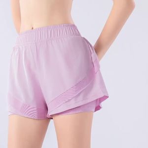 Ladys Sports Running shorts With Cycling Running/yoga/gym Women’s Plus Size Quick-Dry Running Shorts – High Waist 2-in-1 Sports Shorts with Inner Lining Anti-Exposure Yoga Fitness Shorts for Summer