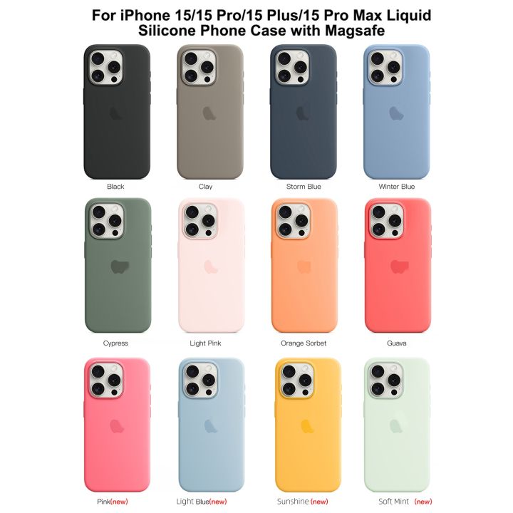 Liquid Silicone Phone Case for iPhone 15 Pro Max Plus with Magsafe