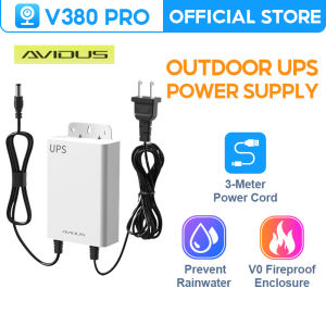 V380 PRO X AVIDUS 12V 1.5A Mini UPS Backup Power Supply for Security Camera Outdoor CCTV WiFi Router Fiber Modem Long Backup 8 Hours High Capacity Battery Stable Output Universal 55mm 21mm DC Port for Home Office Use
