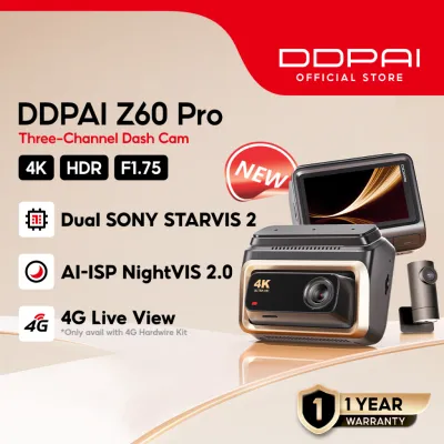 NEW DDPAI Z60 Pro 4K UHD Dual Sony STARVIS 2 HDR Super Capacitor Dash Cam with 4G Connectivity GPS