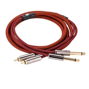 GOLLEY LION Dual 1/4 inch TS to Dual RCA Stereo Audio Cable 2X 6.35mm 1/4 inch Male TS to 2 RCA Male Adapter Cable