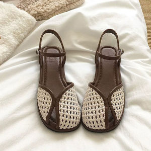 [Free Shipping] WomenS Flat-Bottomed Closed-Toe Sandals Summer 2026 New Model Suitable For Pairing With Skirts One-Strap Beach Roman Sandals