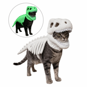 LIEYH 3D Dinosaur Skeleton Pet Costume Luminous Glow in The Dark Dinosaur Bone Pet Headgear Photo Props Creative Halloween Pet Costume Pet Supplies