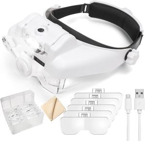 Z30 Headband Magnifier Illuminated Rechargeable Repair Solder Magnify Glasses Interchangeable Lens Third Hand Loupe For Solder2026