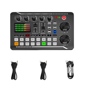 F998 Sound Card Live Audio Mixer Audio Recording Console Amplifier Live Broadcast Kit