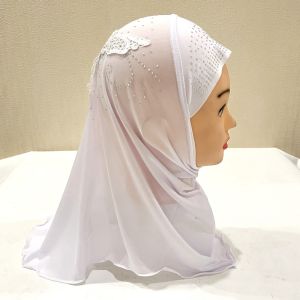 CHLOCH Ren Khăn trùm đầu trẻ em Đá pha lê Đàn hồi Khăn choàng Hồi giáo Khăn xếp Mũ cầu nguyện hijab cho nữ Bé gái từ 2 đến 7 tuổi