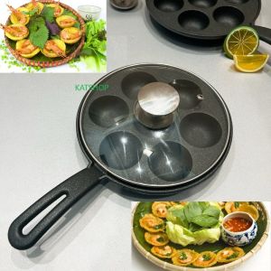 Khuôn gang làm bánh khọt 7 lỗ có tay cầm ( dùng được bếp từ)