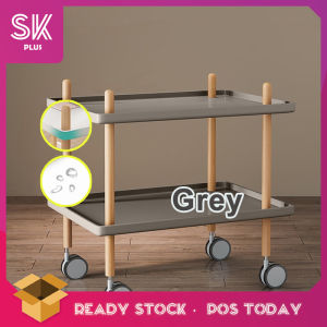 SKplus 2 Layer Danish Trolley Small Bedside Table Simple Mini Solid Wood Coffee Table - Fulfilled by SKplus