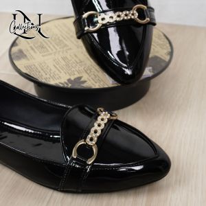 LN Flatshoes Wanita Elegant Sepatu Wanita Model Balet Bahan Glossy Anti Licin Flt11