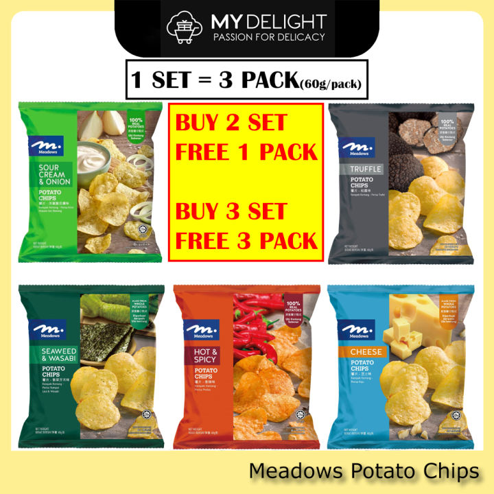 Meadows Potato Chips Truffle Hot & Spicy Seaweed & Wasabi Cheese Sour