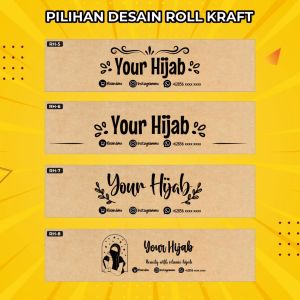 Roll Hijab Label Belt Packaging Hijab Kraft Paper Samson Souvenir Makanan Custom Ukuran 4 x 20 cm