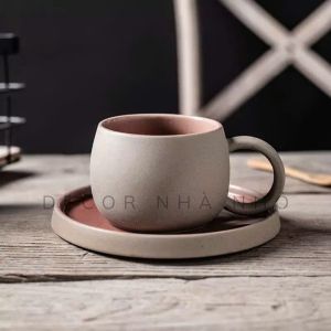 L028 Ly Sứ Có Quai Kèm Đĩa Lót Sang Trọng Bộ Tách Trà Gốm Thủ Công Trang Trí Decor Cafe/Chụp Ảnh Nghệ Thuật.