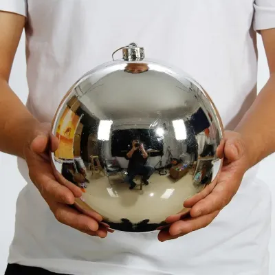 DAWEIF Plastic Giant Christmas Ball 6 Colors Electroplating Christmas Lion Tiger Ball Big 12/15/20CM Xmas Baubles Party