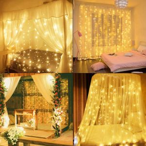 LED Curtain Fairy Lights 200/300 LED String Lights 8 Modes USB Powered Romantic Night Lamp Outdoor Indoor Home Party Decor
