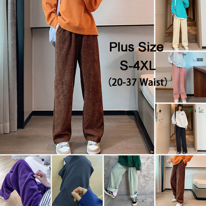Plus Size 20-37 Waist Corduroy Pants Women Korean Casual Curdoroy Pants  Women Highwaist Trouser Unisex Straight Pants