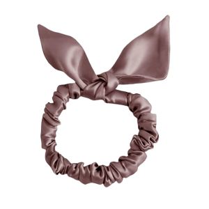 THXSILK Hair Silk Scrunchies with Bow for Women Pure Mulberry Silk Hair Cute Ring Ties Scrunchies for Girls Womens Thick Hair Black 2.8"