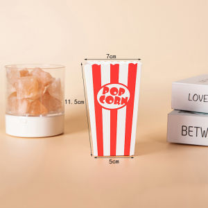 [Energetic] 12Pcs Striped Popcorn Paper Boxes Buckets Red White Stripes Bags Snack Containers For Baby Shower Birthdays Party Supplies