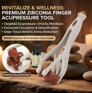 Finger Bian Stone Massager Solid Wood Finger Massager For Hand Meridian Unblocking With Bian Stone Roller Massage Clip