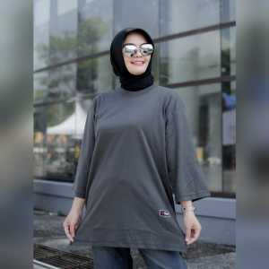Kaos Basic Kaos Oversize Panjang Lengan 7/8 Belah Pinggir Kaos Forever Kaos Wanita Dewasa POLOS Atasan Muslimah Jumbo Hijab Style OOTD BELI 4 GRATIS 1 ACAK