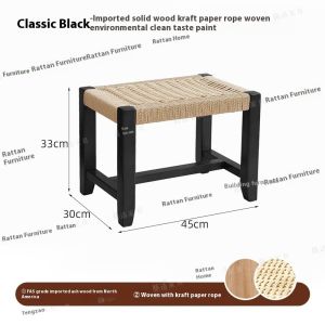 Living Room Rocking Chair Rope Woven Recliner Chair Backrest Solid Wood Balcony Chair Nap Lounge Chair