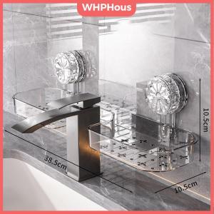 WP💓💛💖 Wash Basin Suction Cup Rack Wall Mounted Punch-free Storage Rack Detachable Washable Load-bearing Rack Punch-free Acrylic Shelf
