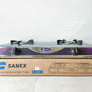 IKONIC Kompor Gas Sanex 2 Tungku Stainless Steel K-608S 100% Original Garansi Resmi