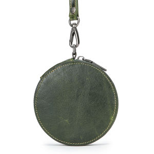 EDERN Round Genuine Leather Coin Purse for Women Retro Cute Zipper Clutch Bag Cowhide Wallet Coin Pouch Mini Storage Bag